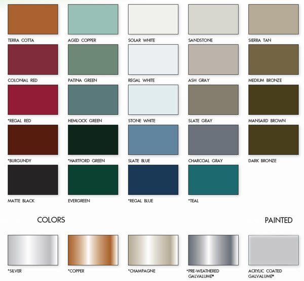Metal roofing colors